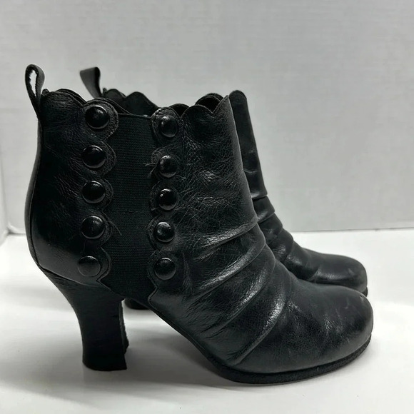 Miz Mooz Kasha High Heel Heeled Ankle Boots Bootie Leather Black Size 37 6.5 - Picture 2 of 11